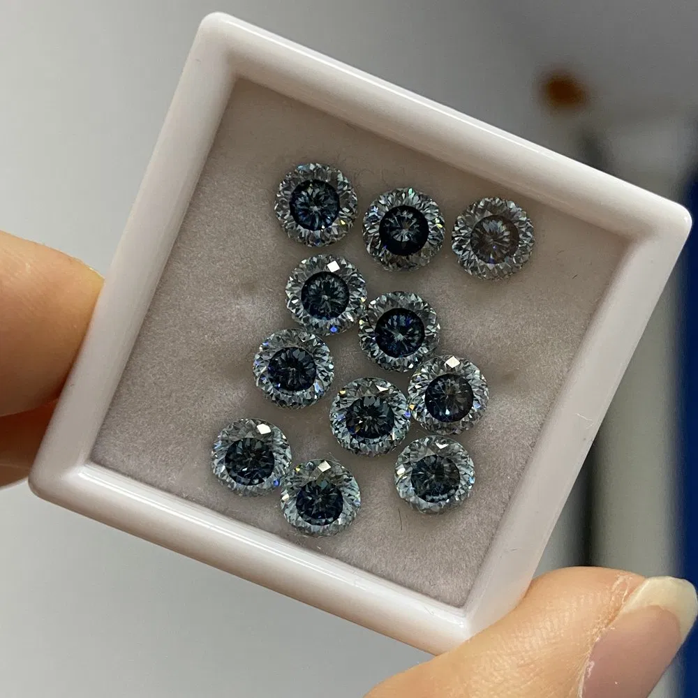 Wholesale New Color 2 Carat Loose Moissanite Round 8 mm Dark Blue Moissanite Diamond