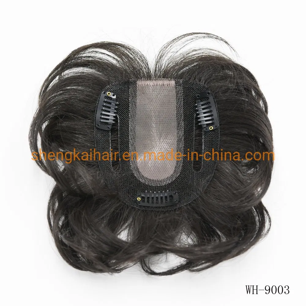 Wholesale Premium Full Handtied Human Hair Synthetic Mix Hair Toppers Piece for Women