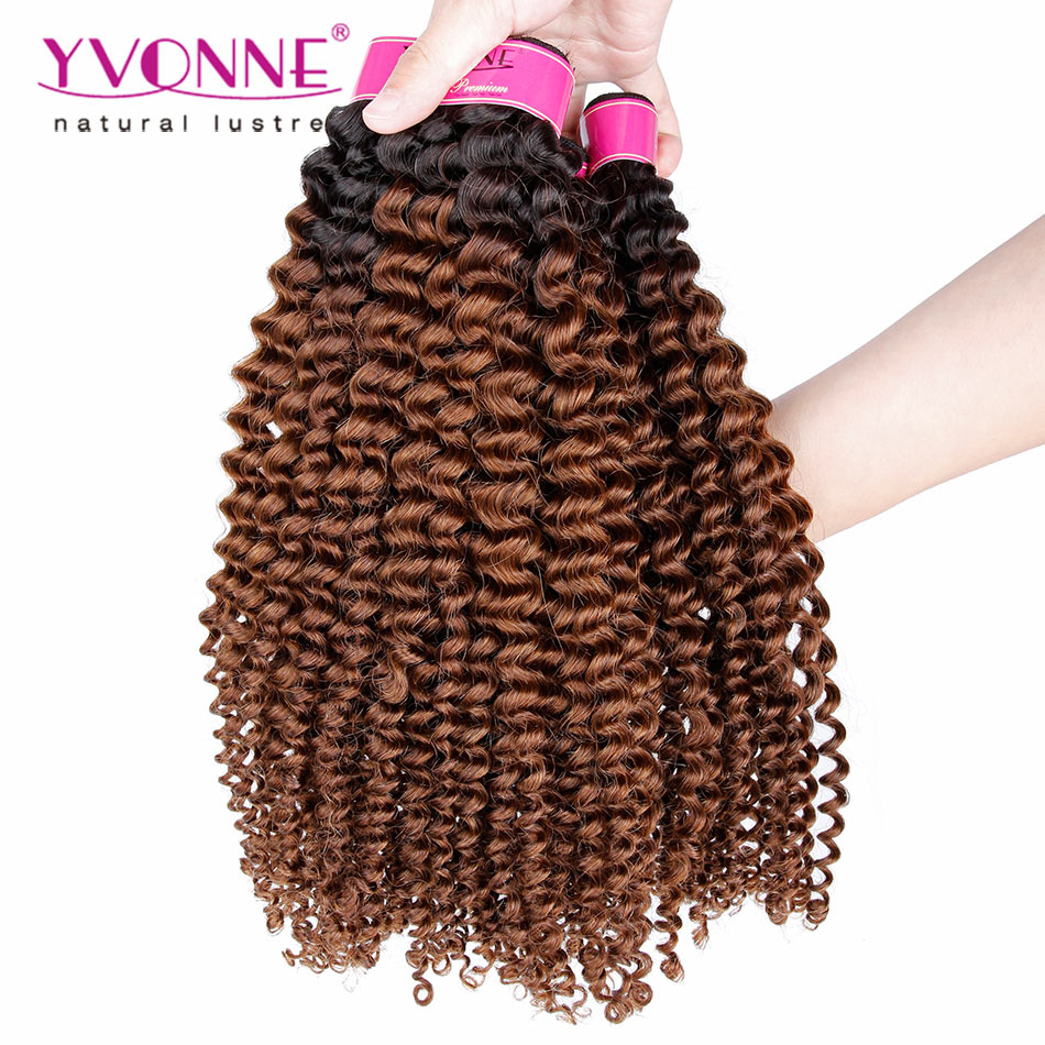 Yvonne Wholesale Remy Brazilian Ombre Hair Kinky Curl Color T1b /4